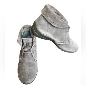 Bussola Gray Suede Leather Ankle Boots Shoes, Sz 38, VGUC